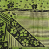 Sanskriti Vintage Sarees Green Pure Crepe Silk Printed Sari 5yd Craft Fabric