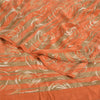 Sanskriti Vintage Sarees Green/Orange Pure Crepe Printed Sari 5yd Craft Fabric