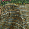 Sanskriti Vintage Sarees Black 100%Pure Crepe Silk Printed Sari 5yd Craft Fabric