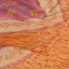 Sanskriti Vintage Sarees Saffron/Pink Pure Crepe Silk Printed Sari 5yd Fabric