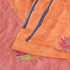 Sanskriti Vintage Sarees Orange Pure Crepe Silk Printed Sari 5yd Craft Fabric