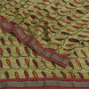 Sanskriti Vintage Sarees Green Pure Crepe Silk Printed/Fabric Patch Sari Fabric