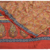 Sanskriti Vintage Sarees Red 100% Pure Crepe Silk Printed Sari 5yd Craft Fabric