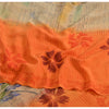 Sanskriti Vintage Sarees Ivory/Orange Pure Crepe Silk Print Sari Craft Fabric