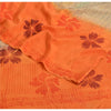 Sanskriti Vintage Sarees Ivory/Orange Pure Crepe Silk Print Sari Craft Fabric