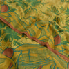 Sanskriti Vintage Sarees Green Pure Crepe Silk Printed Sari 5yd Craft Fabric