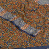 Sanskriti Vintage Sarees Blue 100% Pure Crepe Silk Printed Sari 5yd Craft Fabric