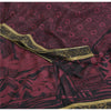 Sanskriti Vintage Sarees Purple/Black Pure Crepe Print Sari 5yd Craft Fabric