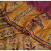 Sanskriti Vintage Sarees Purple Pure Crepe Printed Embroidered Sari 5yd Fabric