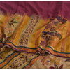 Sanskriti Vintage Sarees Purple Pure Crepe Printed Embroidered Sari 5yd Fabric