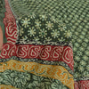 Sanskriti Vintage Sarees Green Pure Crepe Printed Embroidered Sari 5yd Fabric