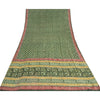 Sanskriti Vintage Sarees Green Pure Crepe Printed Embroidered Sari 5yd Fabric