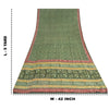 Sanskriti Vintage Sarees Green Pure Crepe Printed Embroidered Sari 5yd Fabric