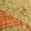 Sanskriti Vintage Sarees Green/Orange Pure Crepe Printed Sari 5yd Craft Fabric