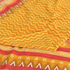 Sanskriti Vintage Sarees Yellow Pure Crepe Silk Printed Sari 5yd Craft Fabric