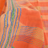 Sanskriti Vintage Sarees Orange/Peach Hand Beaded Pure Crepe Printed Sari Fabric