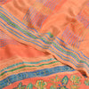 Sanskriti Vintage Sarees Orange/Peach Hand Beaded Pure Crepe Printed Sari Fabric