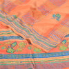 Sanskriti Vintage Sarees Orange/Peach Hand Beaded Pure Crepe Printed Sari Fabric