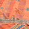 Sanskriti Vintage Sarees Orange/Peach Hand Beaded Pure Crepe Printed Sari Fabric