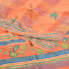 Sanskriti Vintage Sarees Orange/Peach Hand Beaded Pure Crepe Printed Sari Fabric