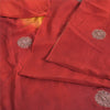 Sanskriti Vintage Sarees Red Tie-Dye Embroidered Zari Pure Crepe Sari Fabric