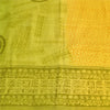 Sanskriti Vintage Sarees Yellow/Green Pure Crepe Silk Printed Sari 5yd Fabric