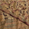 Sanskriti Vintage Sarees Multi Pure Crepe Hand Beaded Kantha Printed Sari Fabric