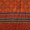 Sanskriti Vintage Sarees Pure Crepe Hand Beaded Orange Printed Sari 5yd Fabric