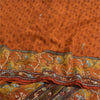 Sanskriti Vintage Sarees Saffron Pure Crepe Hand Embroidered Printed Sari Fabric