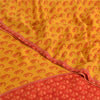 Sanskriti Vintage Sarees Yellow/Red Pure Crepe Block Print Sari 5yd Craft Fabric