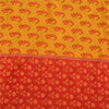 Sanskriti Vintage Sarees Yellow/Red Pure Crepe Block Print Sari 5yd Craft Fabric