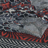 Sanskriti Vintage Sarees Gray/Black Pure Crepe Silk Print Sari 5yd Craft Fabric