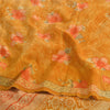 Sanskriti Vintage Sarees Yellow Pure Crepe Silk Printed Sari 5yd Craft Fabric