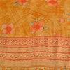 Sanskriti Vintage Sarees Yellow Pure Crepe Silk Printed Sari 5yd Craft Fabric