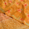 Sanskriti Vintage Sarees Yellow Pure Crepe Silk Printed Sari 5yd Craft Fabric