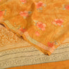 Sanskriti Vintage Sarees Yellow Pure Crepe Silk Printed Sari 5yd Craft Fabric