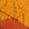 Sanskriti Vintage Sarees Yellow/Red Pure Crepe Silk Print Sari 5yd Craft Fabric