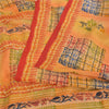 Sanskriti Vintage Sarees Pure Crepe Hand Beaded Kantha Printed Sari 5yd Fabric