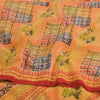 Sanskriti Vintage Sarees Pure Crepe Hand Beaded Kantha Printed Sari 5yd Fabric