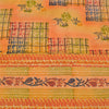 Sanskriti Vintage Sarees Pure Crepe Hand Beaded Kantha Printed Sari 5yd Fabric