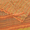 Sanskriti Vintage Sarees Orange Pure Crepe Silk Printed Sari 5yd Craft Fabric