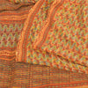 Sanskriti Vintage Sarees Orange Pure Crepe Silk Printed Sari 5yd Craft Fabric