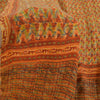 Sanskriti Vintage Sarees Orange Pure Crepe Silk Printed Sari 5yd Craft Fabric