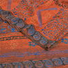 Sanskriti Vintage Sarees Orange Pure Crepe Silk Printed Sari 5yd Craft Fabric