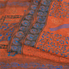 Sanskriti Vintage Sarees Orange Pure Crepe Silk Printed Sari 5yd Craft Fabric