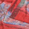 Sanskriti Vintage Sarees Red 100% Pure Crepe Silk Printed Sari 5yd Craft Fabric