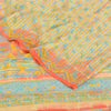 Sanskriti Vintage Sarees Cream 100%Pure Crepe Silk Printed Sari 5yd Craft Fabric