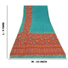 Sanskriti Vintage Sarees Blue Embordered Pure Crepe Print Sari 5yd Craft Fabric