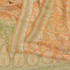 Sanskriti Vintage Sarees Orange Pure Crepe Mukesh Work Printed Sari Craft Fabric