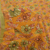 Sanskriti Vintage Sarees Mustard Pure Crepe Silk Printed Sari 5yd Craft Fabric